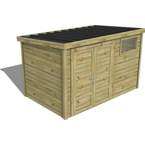 ABRI DE JARDIN bois traité 27mm, Essentiel, 3,4x2,1m, 7m2 (1/3)
