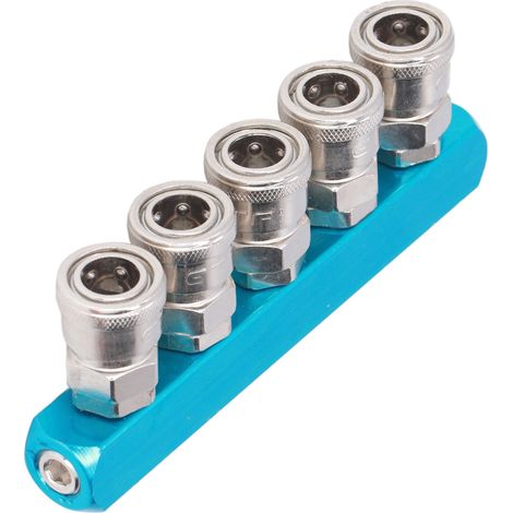 Collecteur pneumatique SML-5, distributeur d'air droit G1/4 avec raccords, diviseur de tuyau pour systèmes d'air comprimé (1/5)