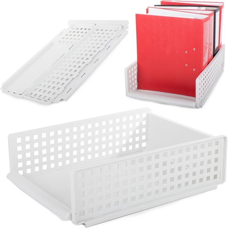 Organiseur de documents, 30 x 13 cm, blanc, pliable, empilable, pour le bureau, l'école ou le classement personnel.-AquaForge (1/5)