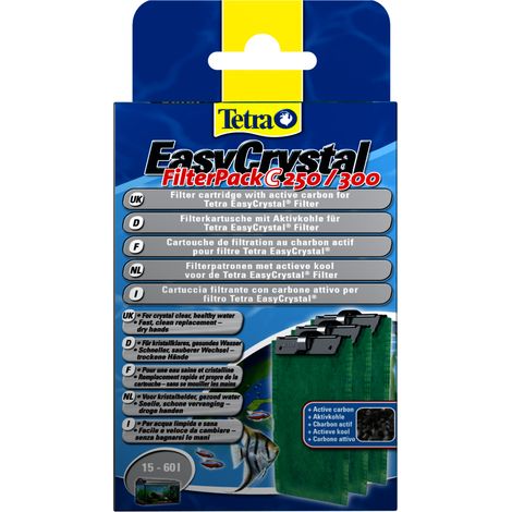 3 cartucce filtranti a carbone attivo per pompa acquario TetraTec EasyCrystal FilterPack C250/300