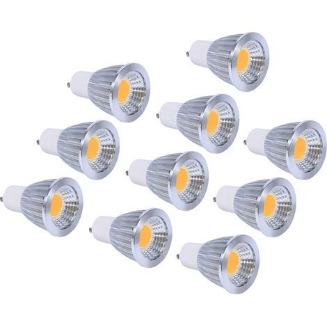 Spot Lumineux GU10 - LED COB 5 W - Blanc Chaud 3000 K - 450 Lm - Angle de Faisceau 36° - Pour Éclairage Intérieur Cuisine Salon - Lot de 10