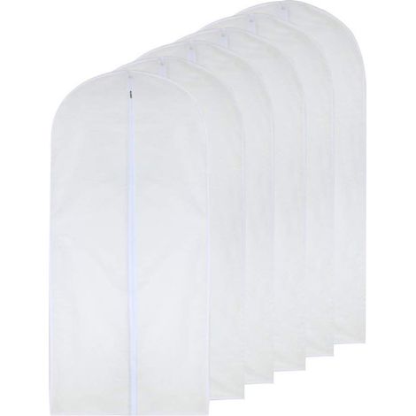 Filiyano-Housse de vêtement transparente 60 x 120 cm (24'' x 48'') - Housse pour costume long - Anti-poussière et anti-mites - Blanche - Respirante (1/5)