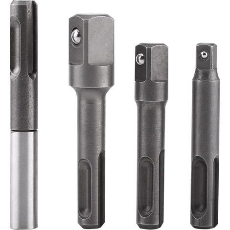 Kit Porte-Embout de Visseuse, 4pcs Adaptateur SDS Barre d'Extension Porte Douilles Hexagonale 1/4" et Connecteur d'extension Carré 1/4" 3/8" 1/2"