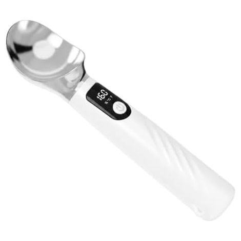 Cuillère à glace chauffante, rechargeable, avec batterie amovible, panneau robuste, affichage LED et texture raffinée, 4,3 x 3,6 x 19 cm, accessoire de service pour sorbet. (1/5)