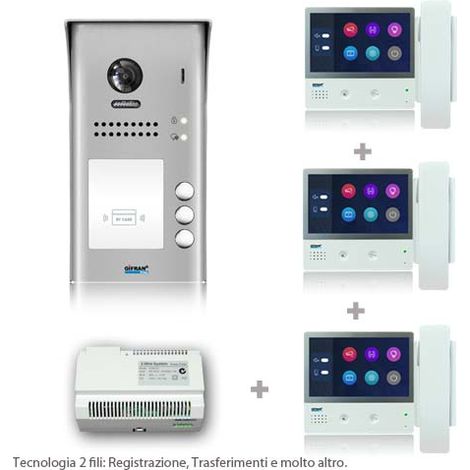 Kit Videocitofono Trifamiliare 2 Fili 7” Touch  Ville (1/4)