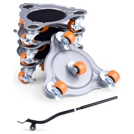 Kit de roulettes pour Meubles Lourds Charge de 400 kg, Leve Meuble Lourd avec roulettes en Rotatif à 360°avec Frein pour Deplace Meuble Ainsi Que Réfrigérateur et Machine à Laver (1/5)