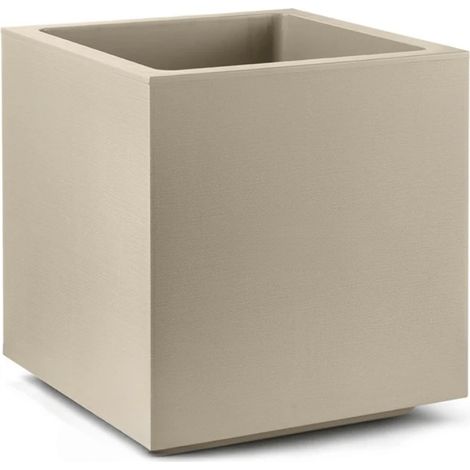 VASO CUBO MATHERIA 30CM GREIGE CON ROTELLE