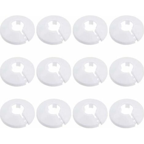 12 pezzi Copritubo, copritubo idraulico, morsetto per radiatore, manicotto per radiatore per tubo rotondo, rosetta bianca, diametro 15 mm (bianco) (1/4)