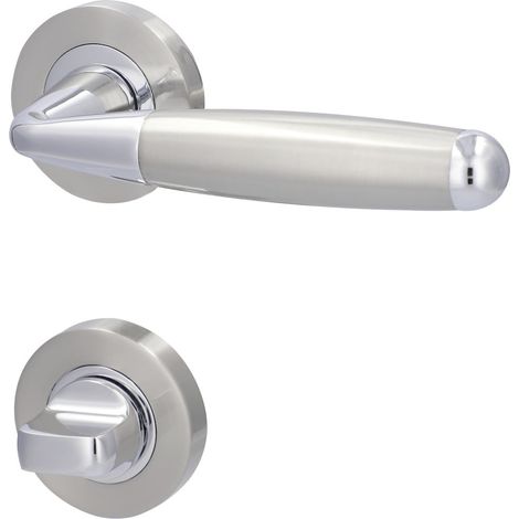 Alpertec WC-Rosettengarnitur Solid 8 Edelstahl silber rund Beschläge