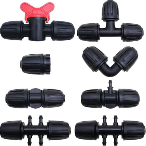 Raccord d'Irrigation 8 pièces, Adaptateur Tuyau Irrigation 16mm, connecteur d'irrigation de tube de 1/2 pouce, pour PE Hose Garden Irrigation System (1/5)