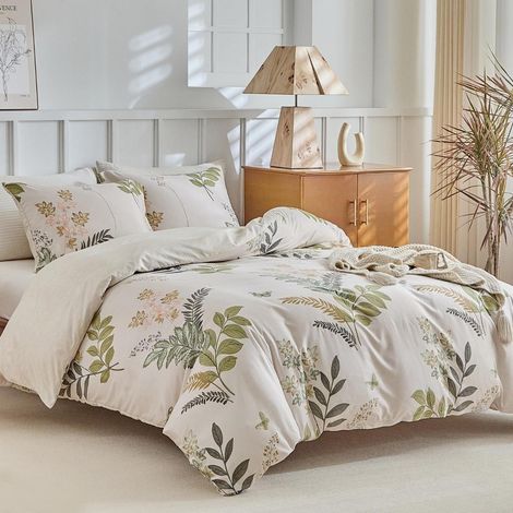 Bettwäsche-Set 220x240 cm mit Frühlingsblumen-Design, Mikrofaser, 3-teilig