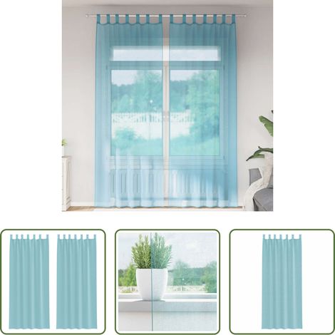 vidaXL Stangentaschen Vorhänge -  Voile Vorhänge mit Stangentaschen 2 Stk. Türkis