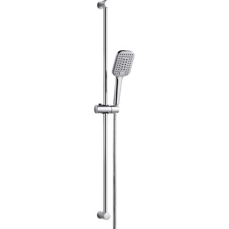 Duschset mit 3 Strahlarten, 100cm Duschstange, quadratisch, Chrom (1/5)