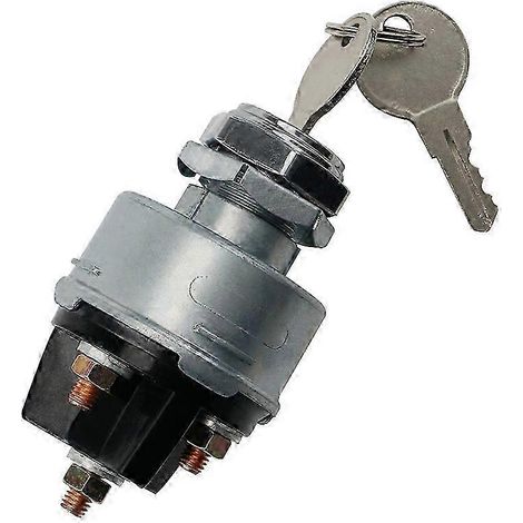 Interrupteur d'allumage universel à clé 12 V avec verrouillage 4 positions et 2 boutons marche/arrêt pour tracteur, camion, machine agricole à moteur essence, outil automobile (édition B) (1/4)
