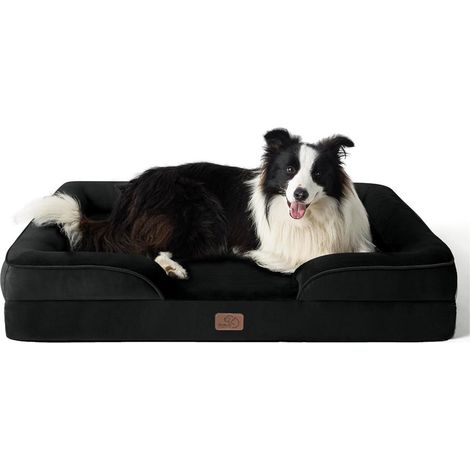 Hundebett orthopädisches ergonomisches L 89 x B 63 x H 17 cm Schwarz (1/5)