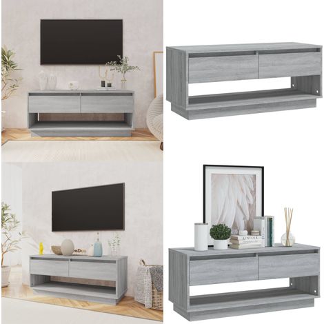 Meuble TV Sonoma gris 102x41x44 cm Bois d'ingénierie - Meuble Tv - Meuble Audio - Rangement Tv - Meuble Salon - Design Moderne - Home & Living (1/5)