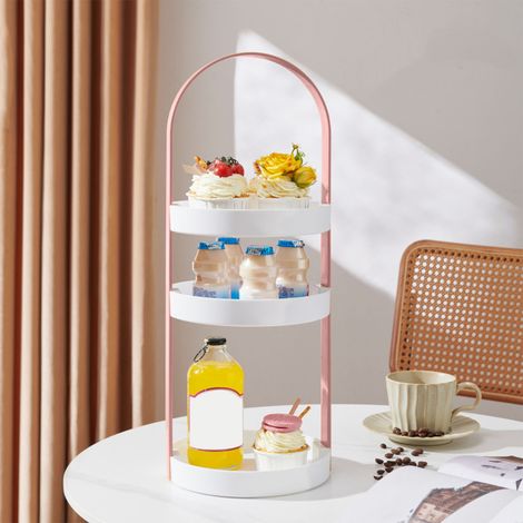 Étagère de bureau, étagère de rangement à plusieurs niveaux pour salle de bain, boîte de rangement pour coiffeuse, présentoir à cosmétiques et rouges à lèvres, rose (1/5)