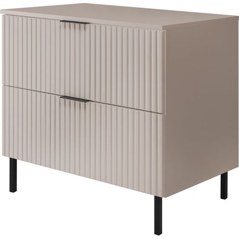 Mobile lavabo, Cashmere + maniglia nera, 80 x 77 x 46 cm + Piano, piedi neri (1/5)