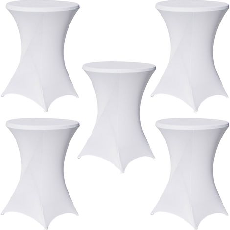 5er Set Stehtischhusse Stretch weiß Ø 80 cm Tischhusse (1/3)