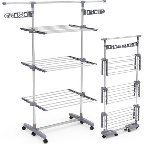 VOUNOT Clothes Drying Rack, Rolling 3-Tier Laundry Hanger (1/5)
