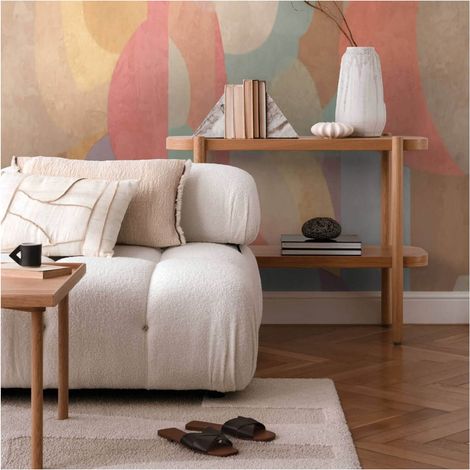 Photo wallpaper wall Profhome 791455 hot embossed non-woven wallpaper slightly textured with abstract pattern matt orange pastel yellow light blue olive grey 1,59 m x 2,8 m (1/5)