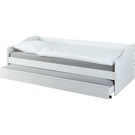 Letto Singolo Bianco Salvaspazio Mobile con Cassettone Estraibile 90x200