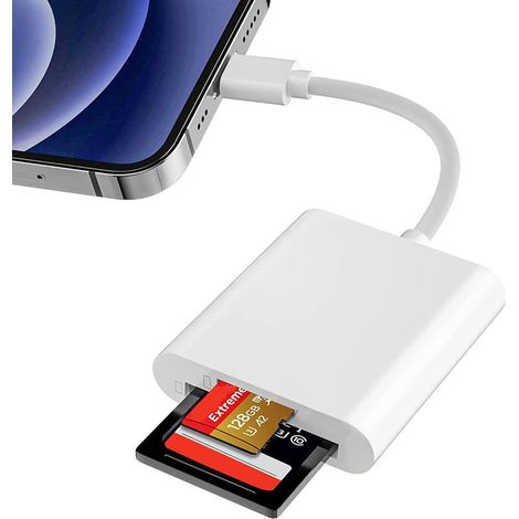 Lecteur de carte SD iPhone, adaptateur Lightning Micro SD & SD pour goodnice - Générique, transfert photos vidéos rapide, compatible iOS, compact et pratique (1/5)