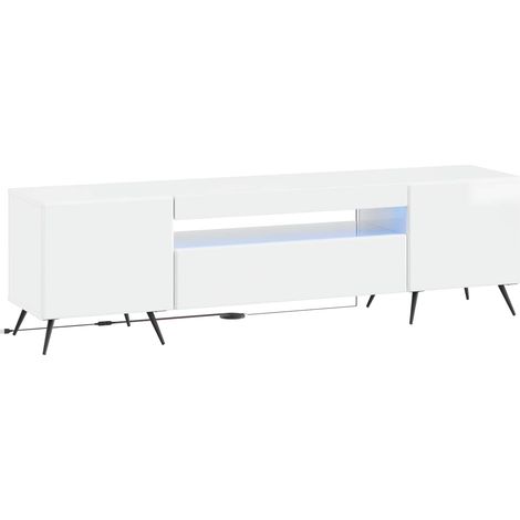 LED TV Cabinet High Gloss White Engineered Wood vidaXL (1/5)