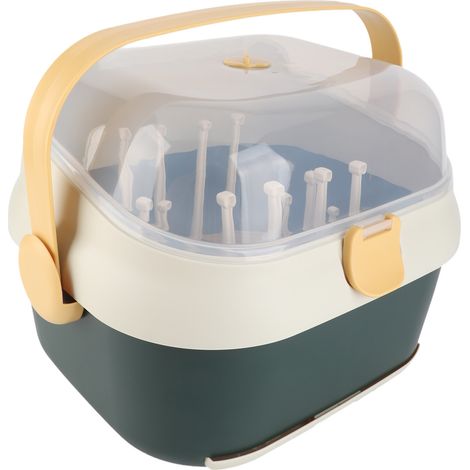 Boîte de rangement de biberons d'allaitement, compacte, anti-poussière, en plastique épais, pour bébé, pour la maison, nouveau vert (1/5)