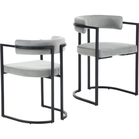 Esszimmerstühle für Küche aus Samt mit Metallbeinen Grau 2er Set Wahson (1/5)
