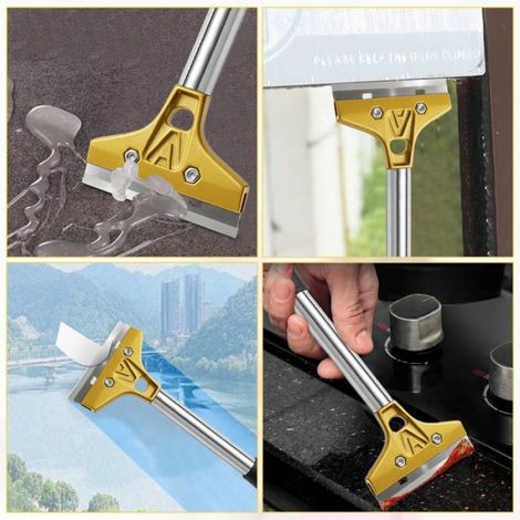 Grattoir Plaque Vitrocéramique 30cm +10 Lames Acier 18mm Long Manche, Outil Professionnel Cuisson Carrelage Papier Peint Cuneary (1/5)