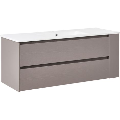 Mobile da bagno sospeso con lavabo in legno ingegnerizzato con contenitore 120 cm tortora Mancora