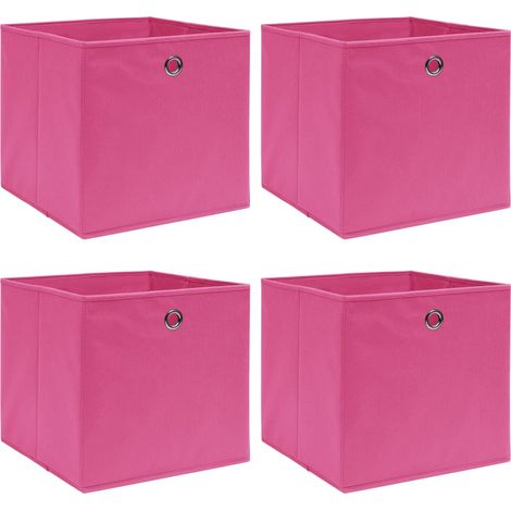Boîtes de rangement 4 pcs Rose 32x32x32 cm Tissu