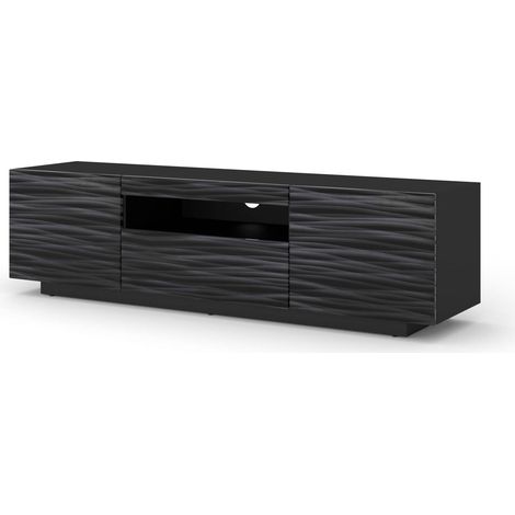 Mobile TV universale Aura 150 cm da appendere o da posizionare sotto il mobile TV - buffet Hi-Fi - Sahara 3D nero senza LED