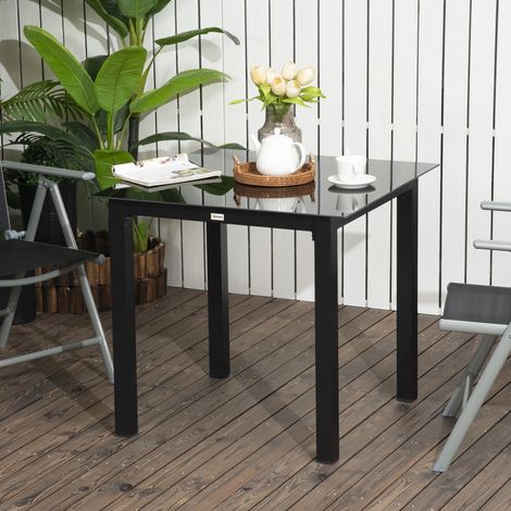 Gartentisch Outdoor-Tisch Outdoor-Loungetisch, wetterbeständig, 80 x 80 x 74 cm, Schwarz