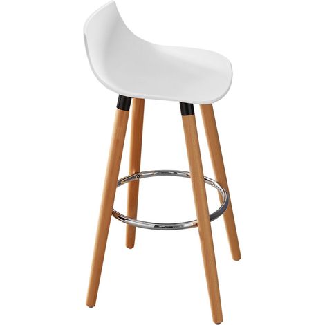 Sobuy – Tabouret de bar haut ergonomique – Dossier bas – Assise en ABS – Pieds en bois de hêtre – Hauteur d’assise 70 cm – FST86W (1/9)