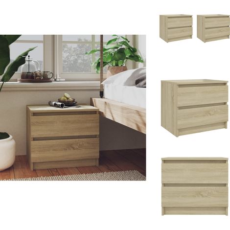 Nachttische 2 Stk. Sonoma-Eiche 50x39x43,5 cm Holzwerkstoff - Nachtleuchte - Nachttisch Set - Schreibtischlampe - Wohnzimmer Dekoration - Beistelltisch (1/5)