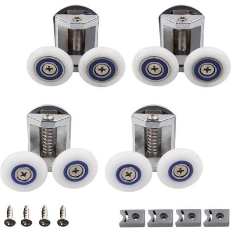 Roue Porte Douche, 4 Pièces Douche Douche Double Roues Porte, Roulette Porte Douche, Rouleau Cabine Douche Salle Bain, Peut Etre Utilisé pour Remplacer les Rouleaux Dans la Salle de Bain Familiale (1/5)