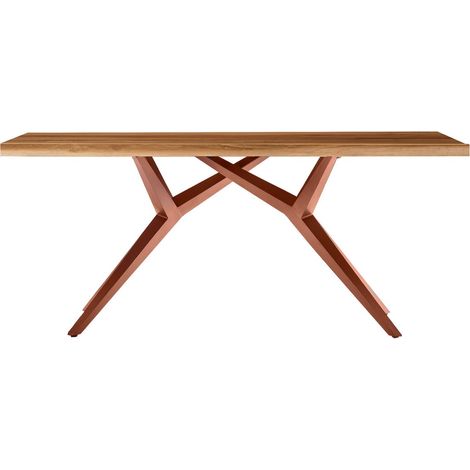 Table à manger en bois naturel et métal style industriel 180 x 100 cm plateau 50 mm - PANGIVO (1/5)