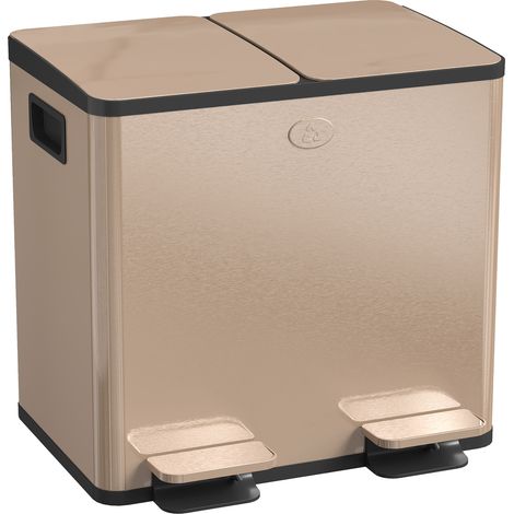30L Dual Compartment Stainless Steel Bin,  Deodoriser Holders - Gold Tone (1/5)