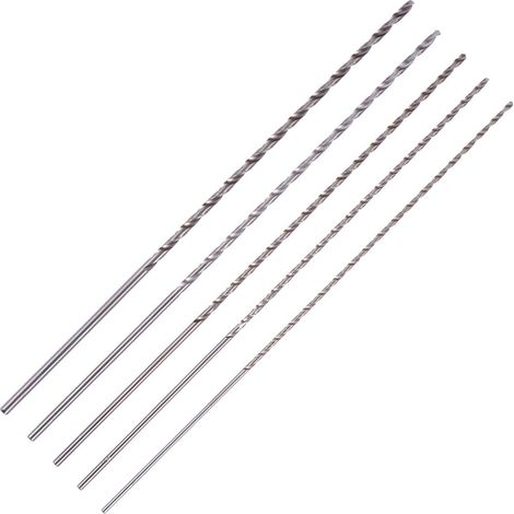 5-Piece Extra Long HSS Drill Bit Set 300 mm Twist Drill Long Set Made of High-Speed Steel with Titanium Coating 3-5 mm for Hand Drills and Hard to Access Areas (1/5)
