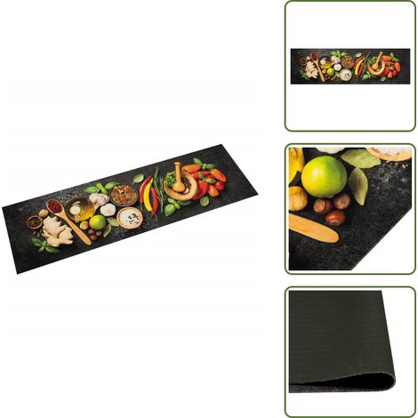 The Living Store Küchenteppich Waschbar Gewürze 45x150 cm Samt - Waschbar