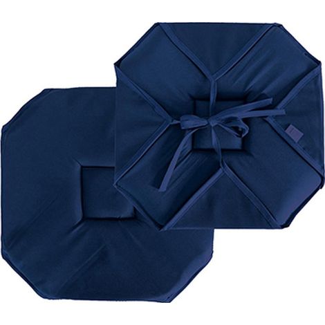 Galette de chaise à rabats et nouettes Bleu Marine 40x40 cm