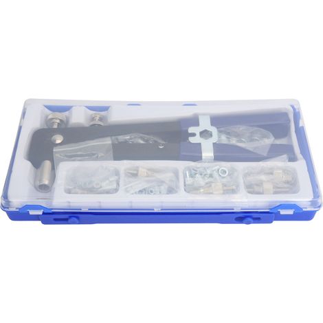 Kit de 86 rivets à sertir, pistolet à riveter, assortiment d'acier allié pour le bricolage, avec boîte (1/5)