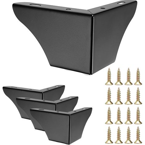 4 patas de metal para sofá de 7,5 cm, patas para muebles, patas modernas sólidas para sofá, patas para gabinete, patas para mesa disponibles para reemplazo (negro) (1/5)