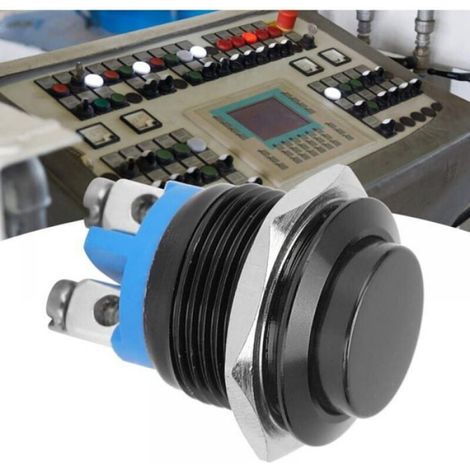 1 Interrupteur à bouton-poussoir, 220V étanche, acier inoxydable 16mm, auto-réinitialisation, normalement ouvert, pour panneau de contrôle (1/4)
