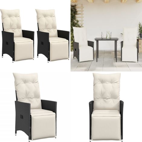 Chaises inclinables de jardin lot de 2 et coussins noir rotin - Chaise De Jardin Inclinable - Fauteuil De Jardin - Mobilier De Jardin - Chaise Patio - Résine Tressée - Home & Living (1/5)