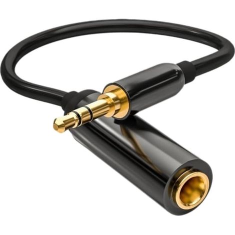 Câble adaptateur audio 3,5 mm vers 6,35 mm, noir, pour microphones et casques - 1 m / 0,3 m (1/5)