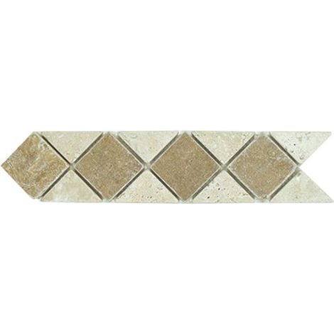 Mosaikbordüre - AL-008 - Gemischter Travertin - 6,8x29 cm - Innen und Außen