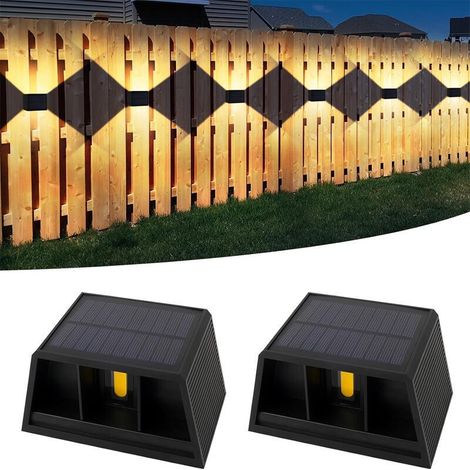 2 Pièces lampe solaire exterieur, 120°Chaude lumiere solaire exterieur, eclairage exterieur solaire Vintage, Réglable Up Down Lumière Solaire étanche IP65, pour Jardin Mur Clôture, exterieures jardin,
